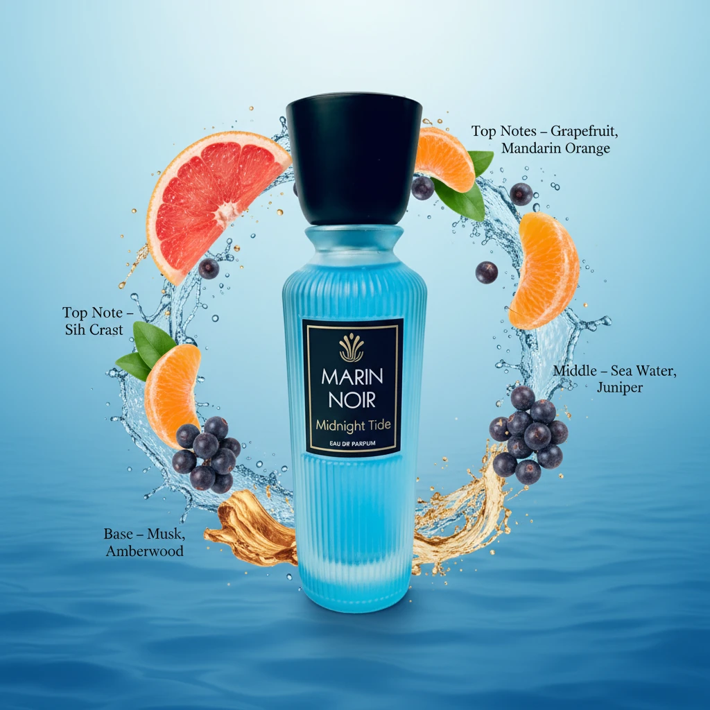 Saba Perfumes Marin Noir EDP (50ml) | Long Lasting Men Perfume | Fresh Aquatic & Citrus Scent