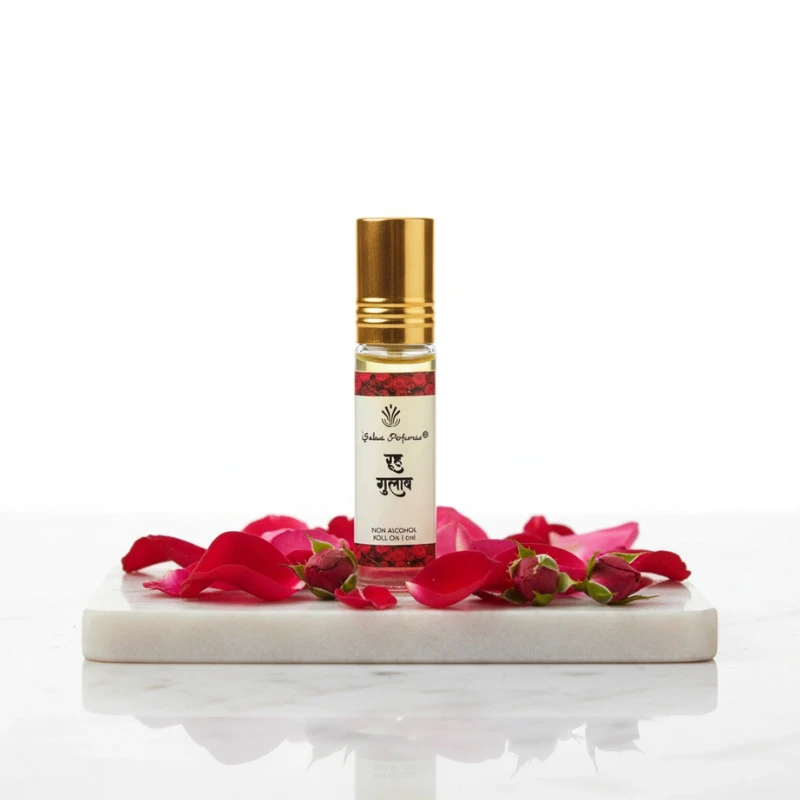 Saba Perfumes Ruh Gulab Roll-On Attar | Alcohol-Free Pure Rose Attar | 8ml | Unisex