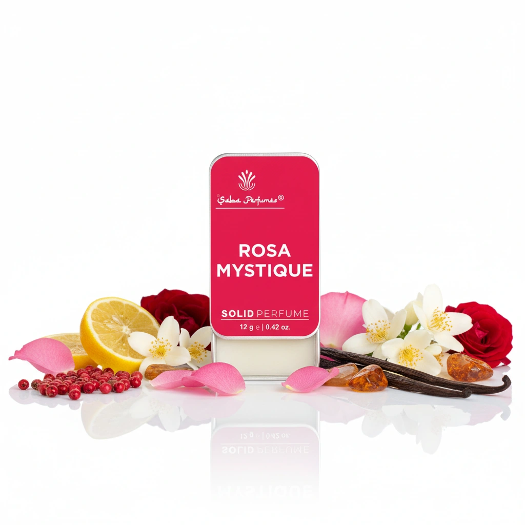 Rosa Mystique Solid Perfume 12g | Elegant Floral Rose & Citrus Fragrance with Rose Petals, Jasmine, Lemon & Vanilla | Alcohol‑Free Long Lasting Unisex Perfume